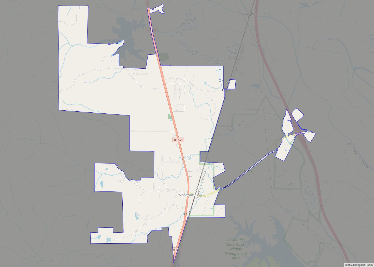 Map of Woodworth town