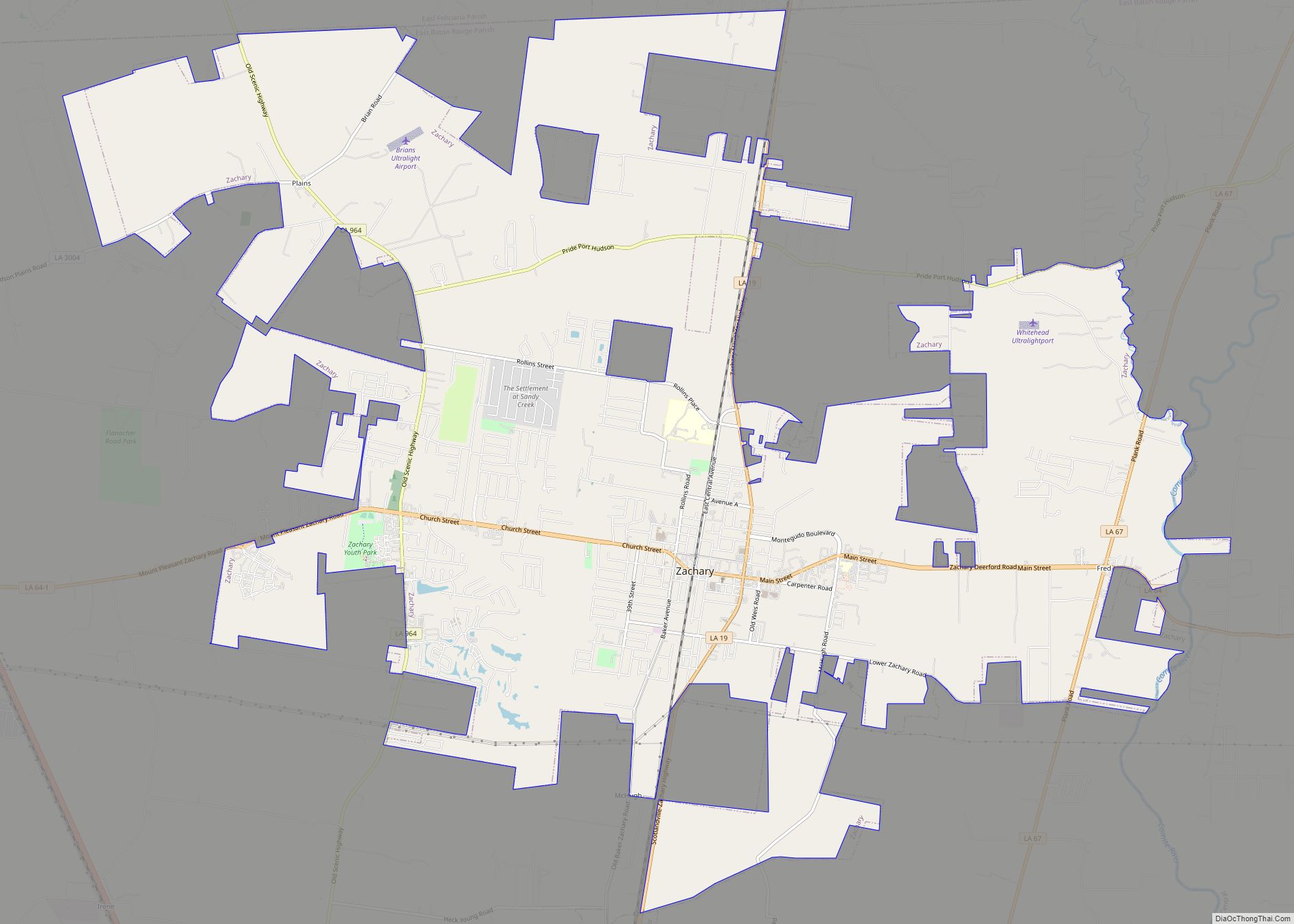 Map of Zachary city
