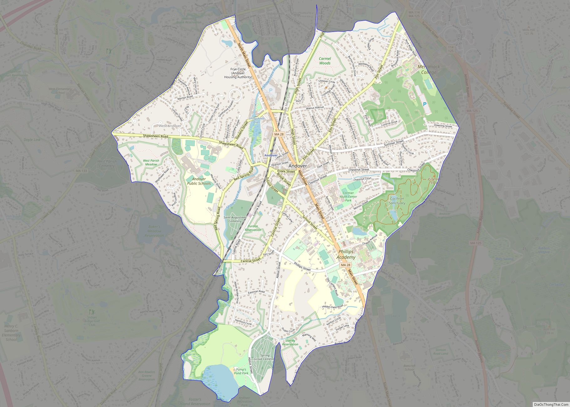 Map of Andover CDP, Massachusetts