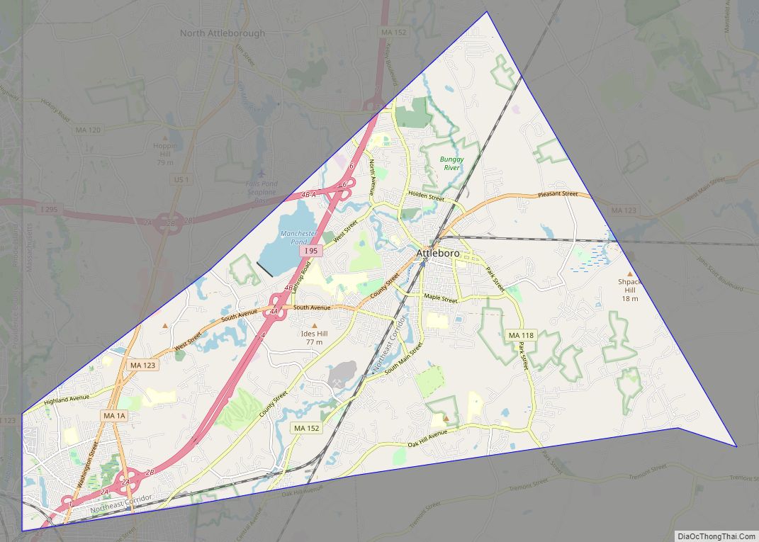 Map of Attleboro city