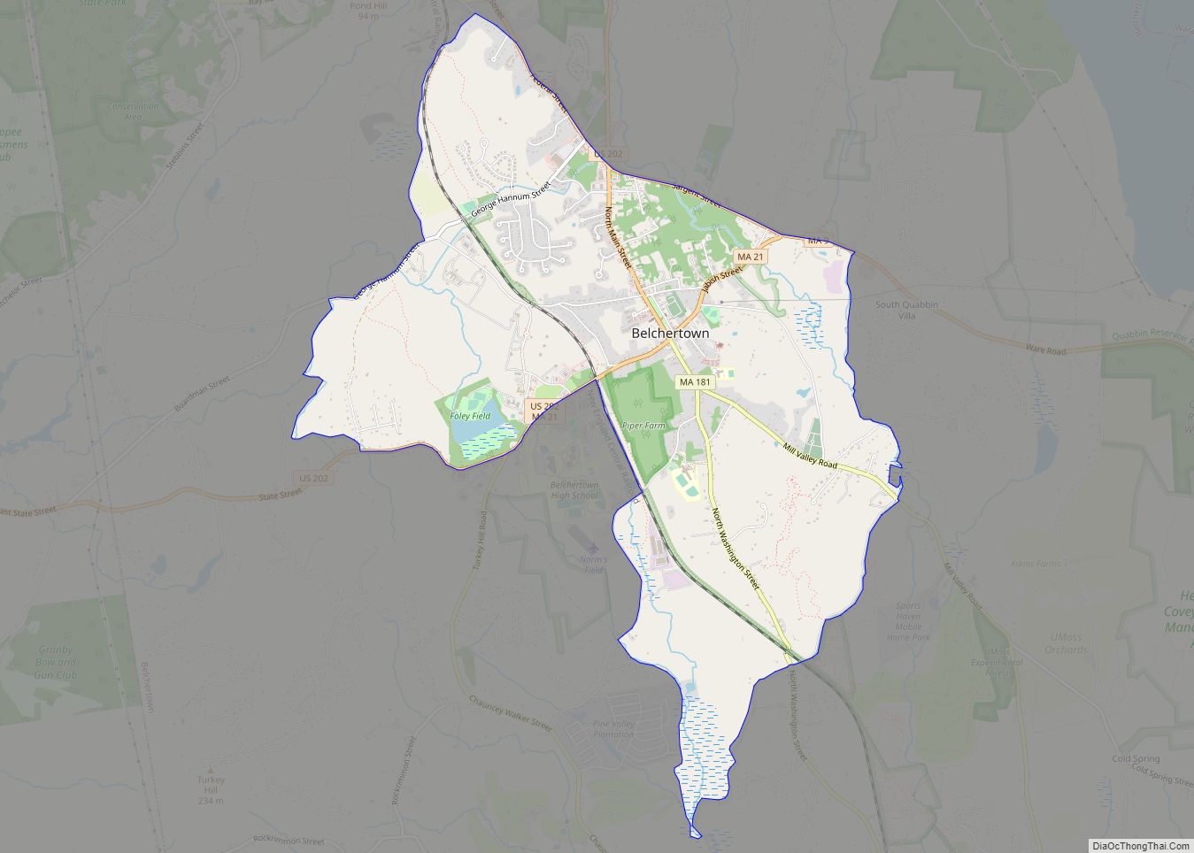 Map of Belchertown CDP