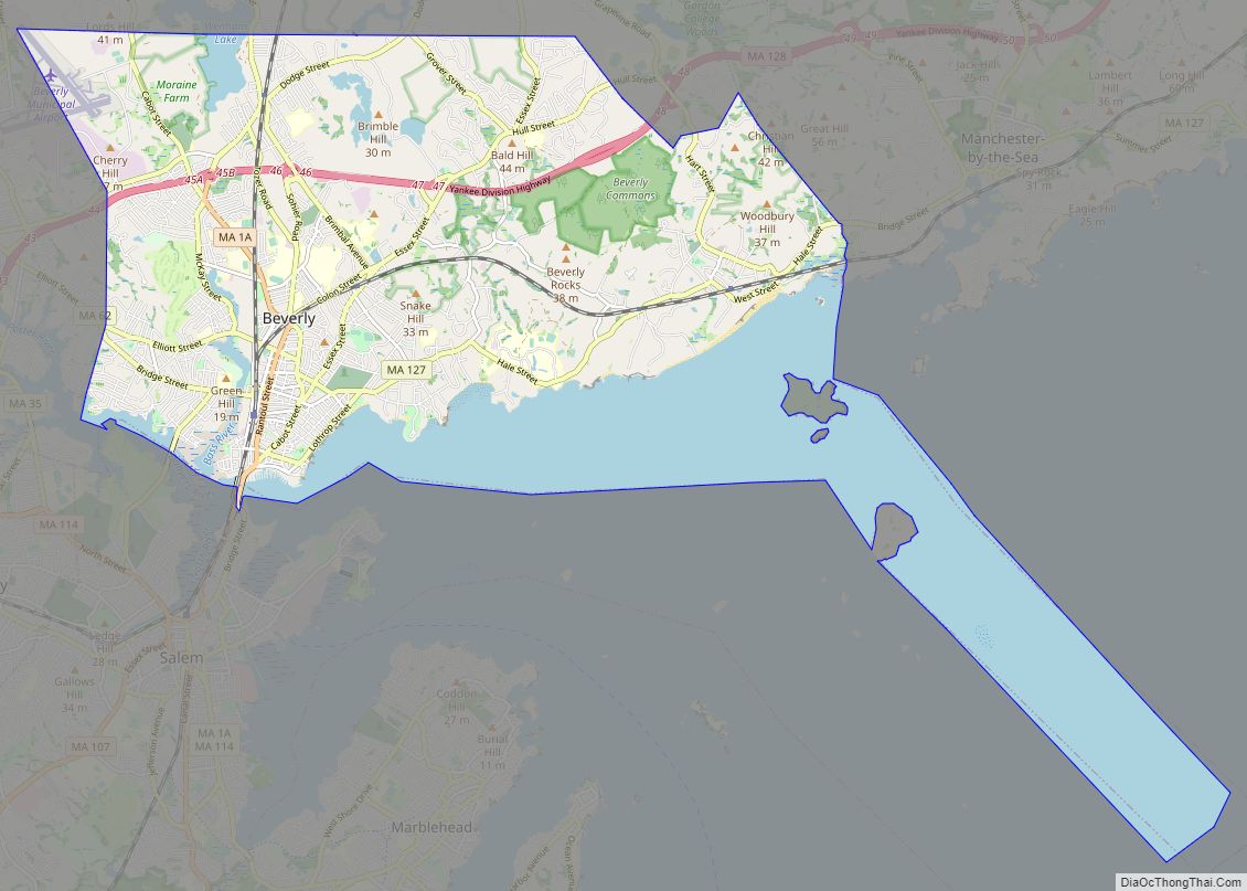Map of Beverly city, Massachusetts