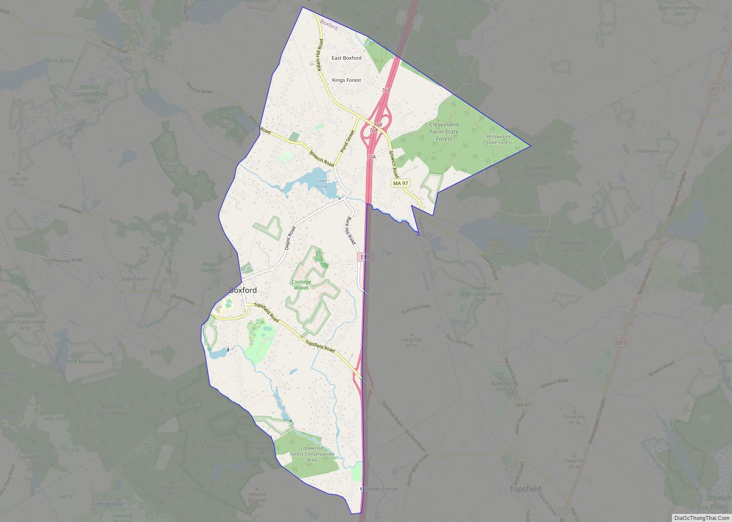 Map of Boxford CDP