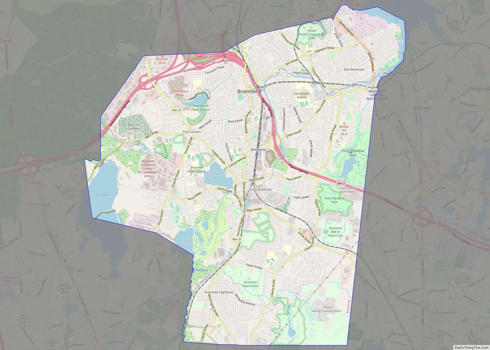 Map of Braintree Town city