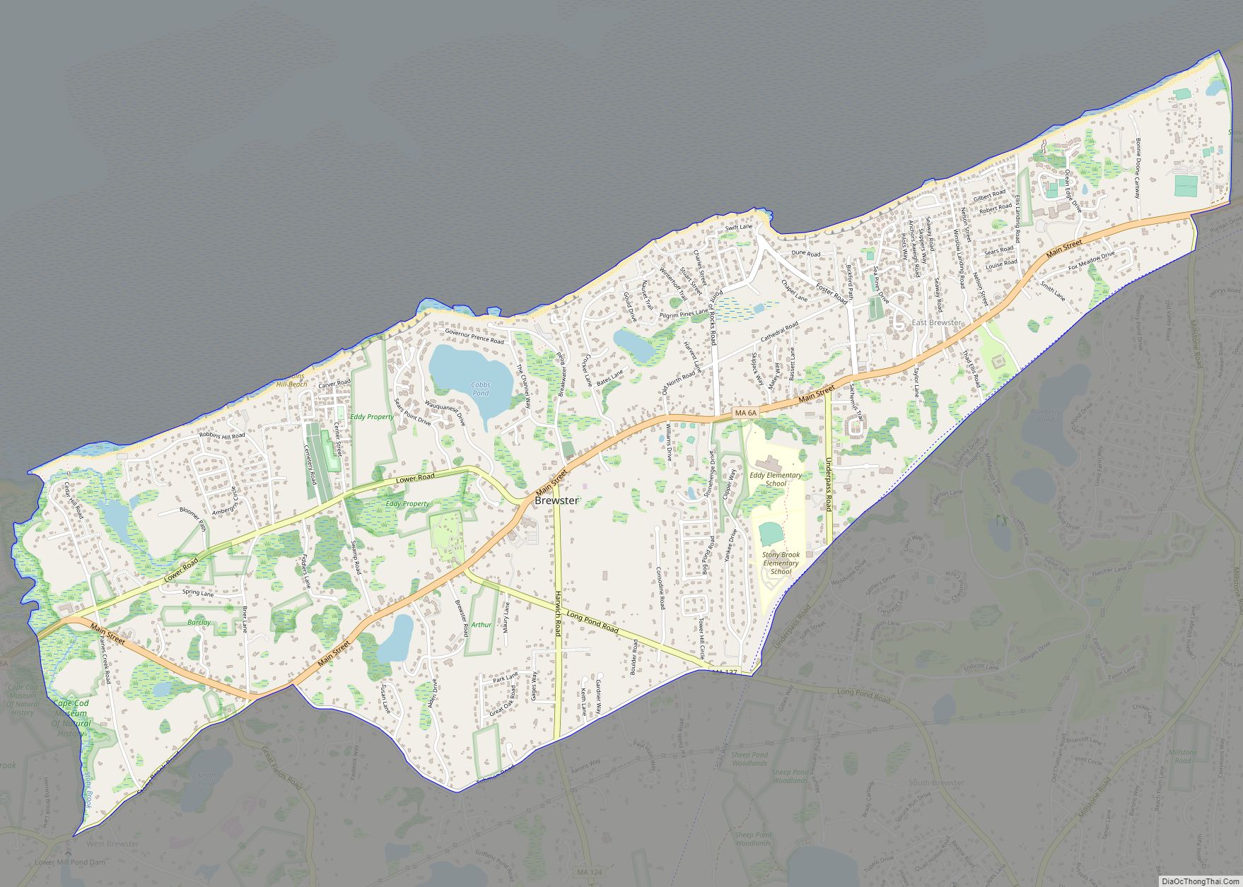 Map of Brewster CDP, Massachusetts