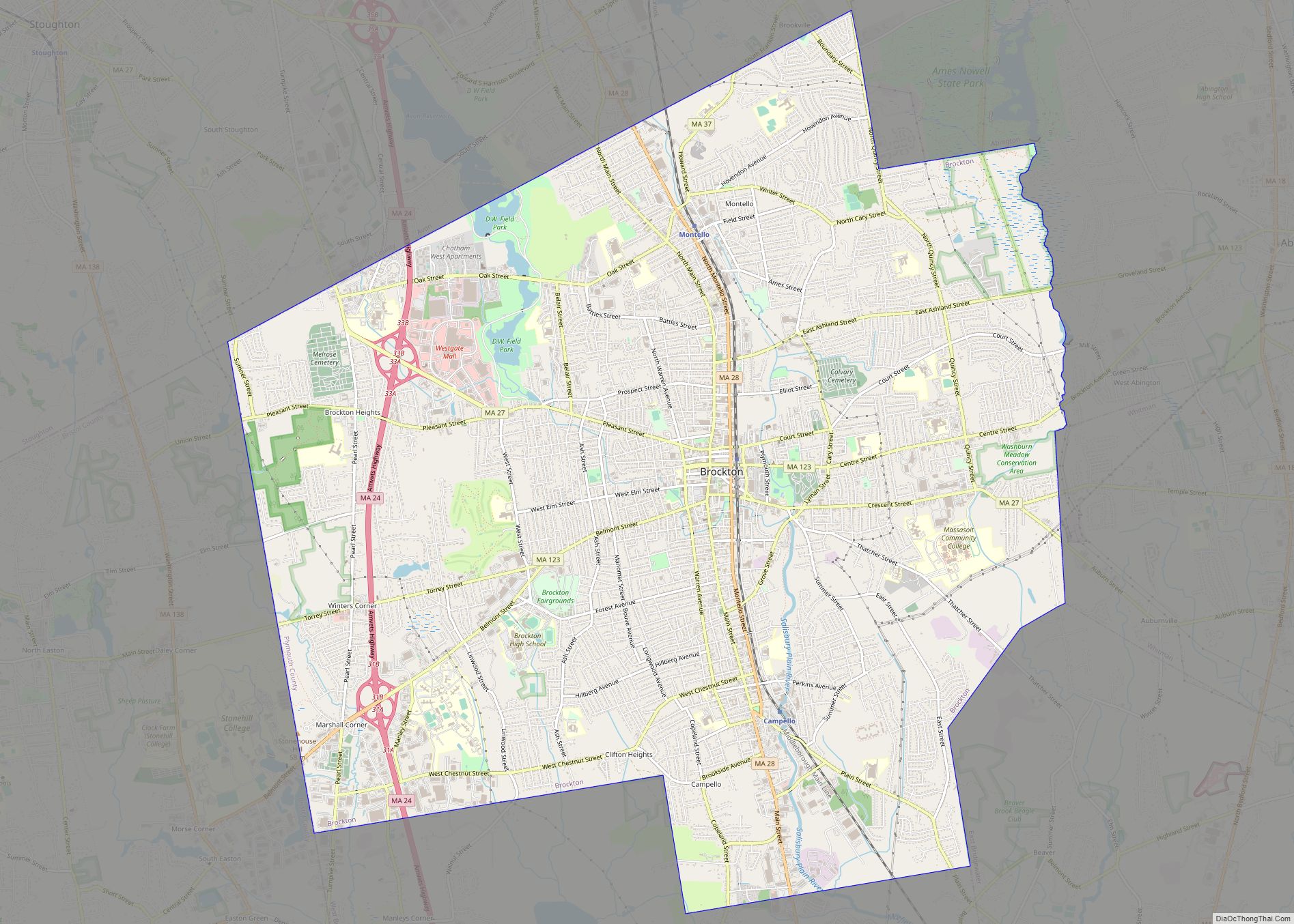 Map of Brockton city