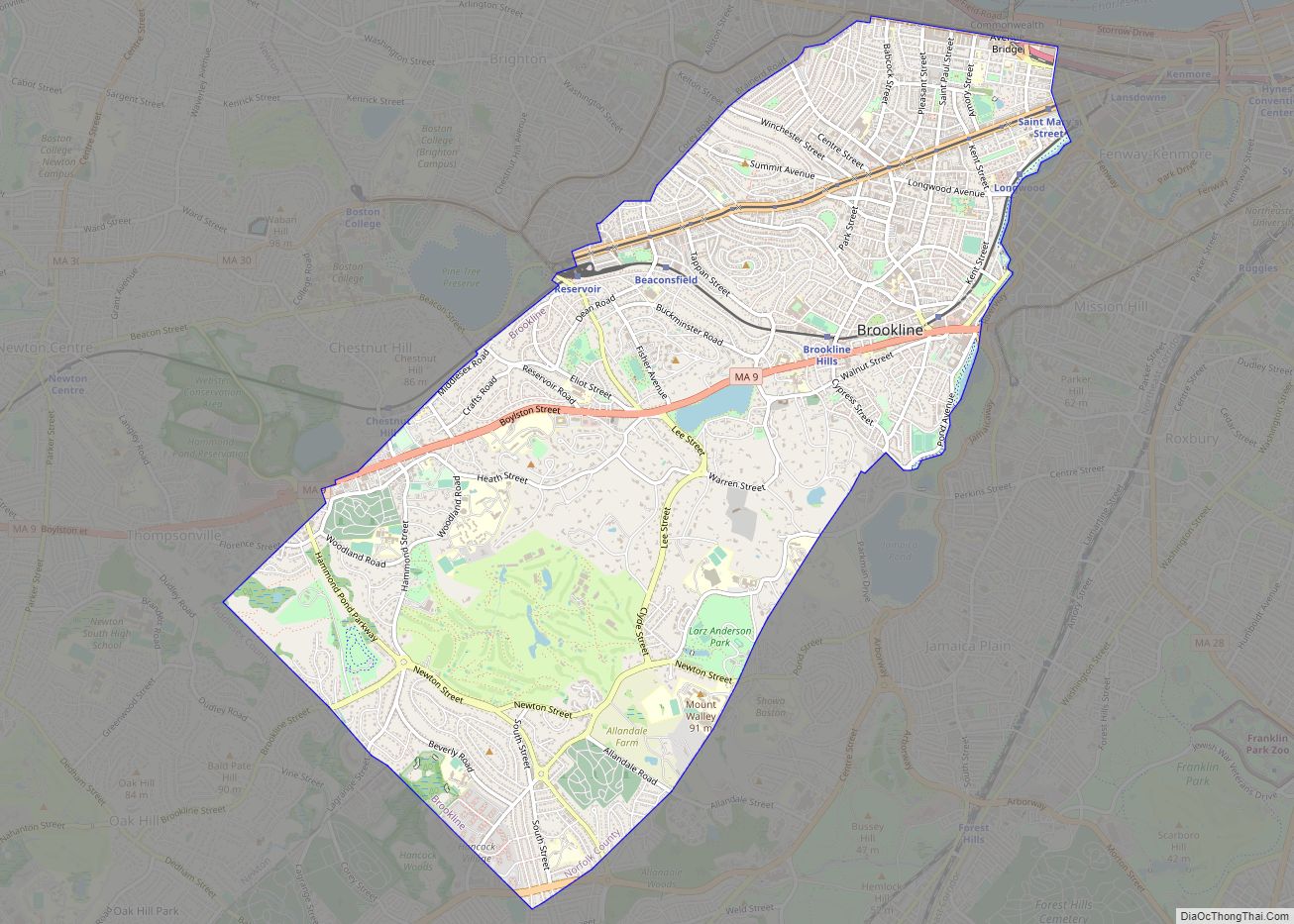 Map of Brookline CDP