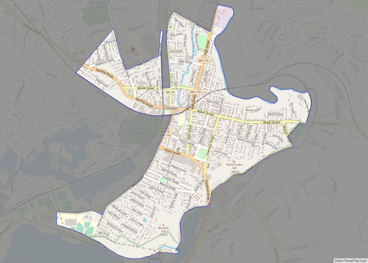 Map of Clinton CDP, Massachusetts