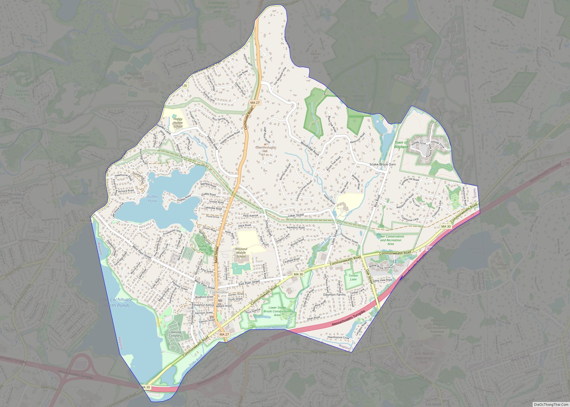 Map of Cochituate CDP