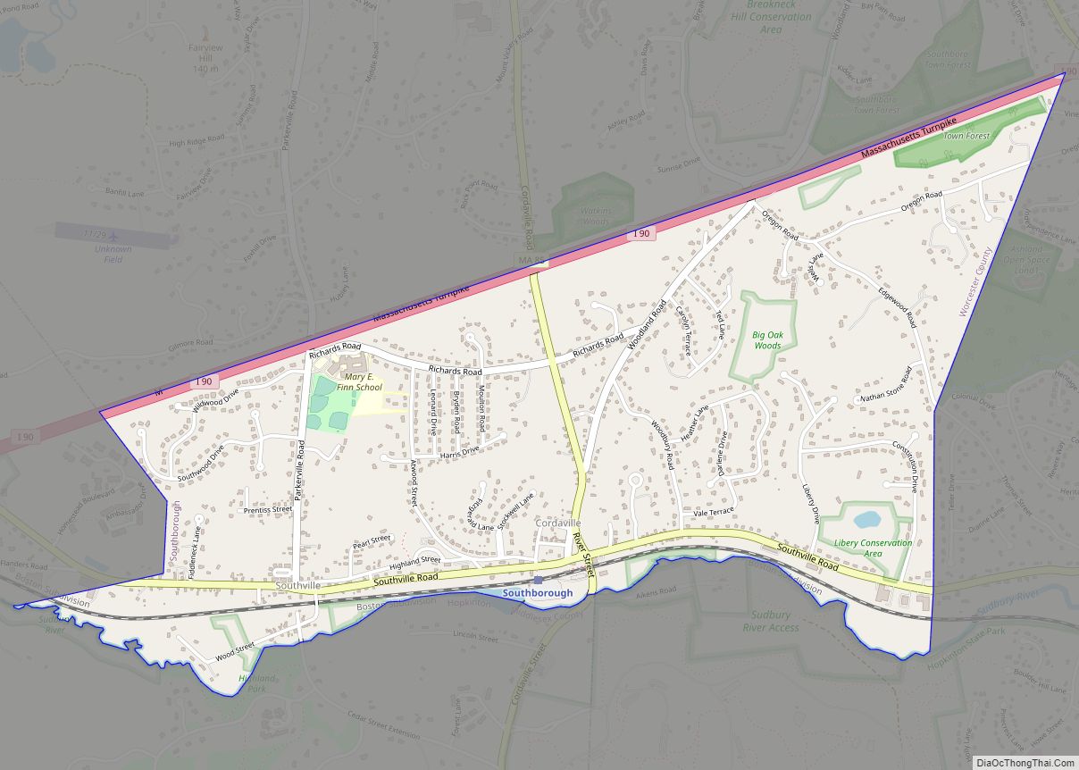 Map of Cordaville CDP