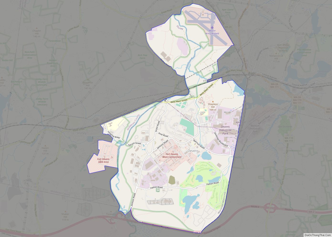 Map of Devens CDP