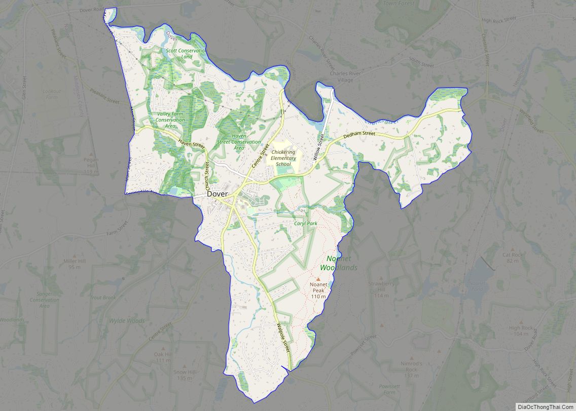 Map of Dover CDP, Massachusetts