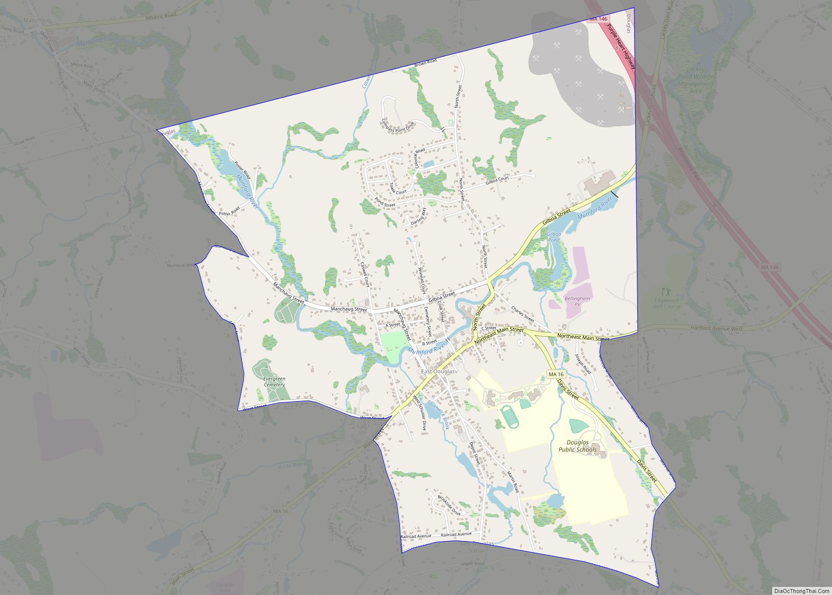 Map of East Douglas CDP