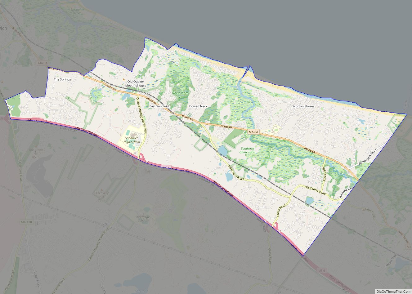 Map of East Sandwich CDP