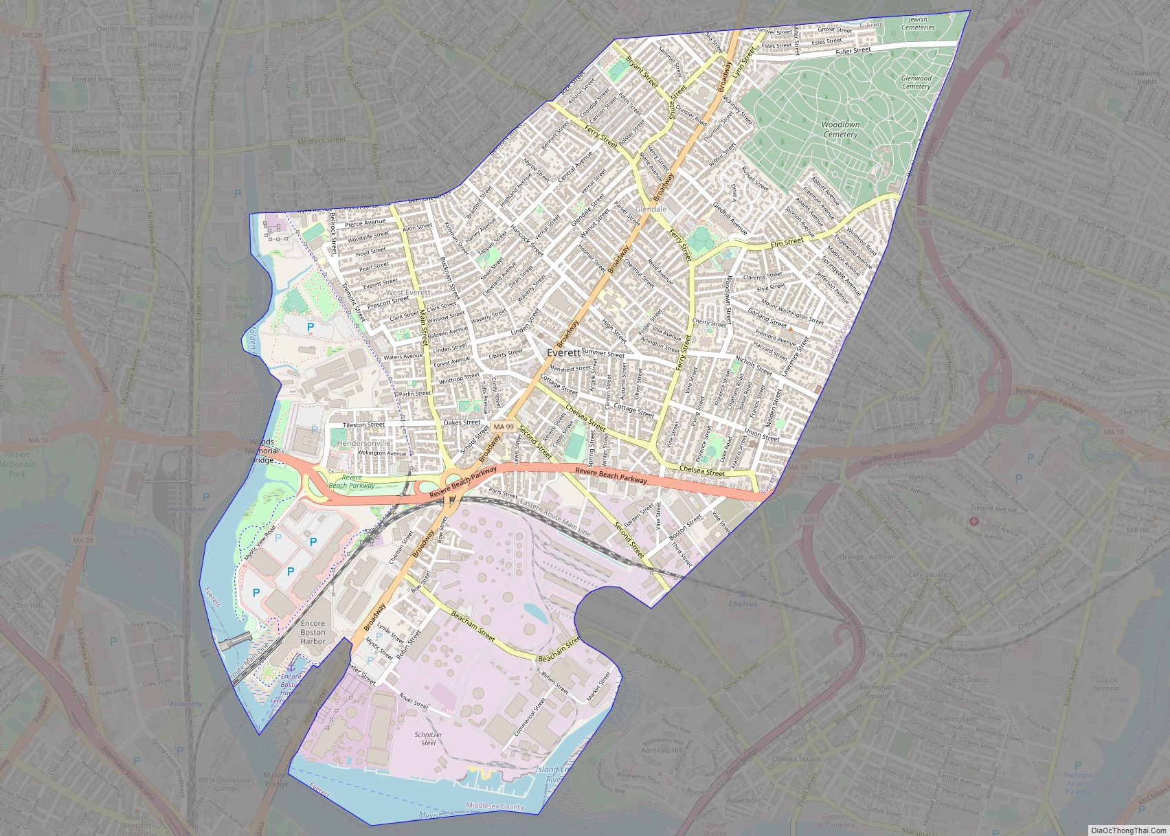 Map of Everett city