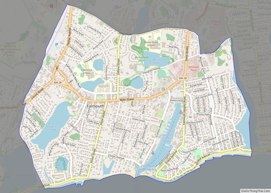 Map of Falmouth CDP, Massachusetts