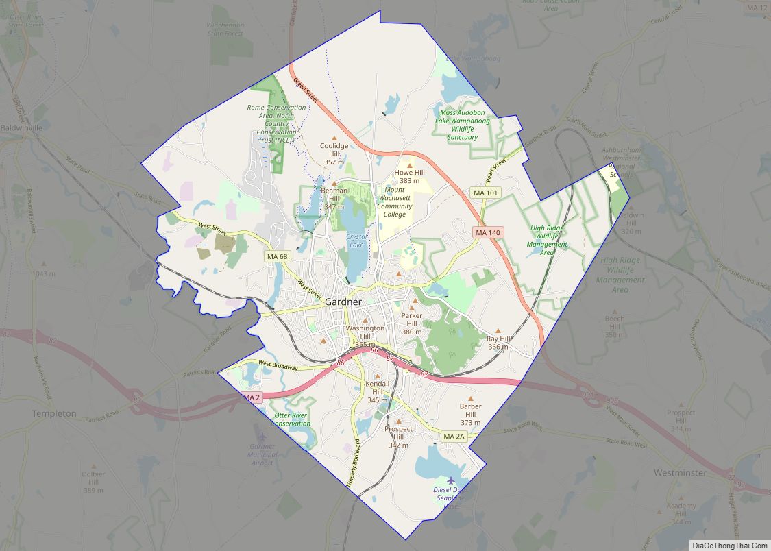 Map of Gardner city, Massachusetts