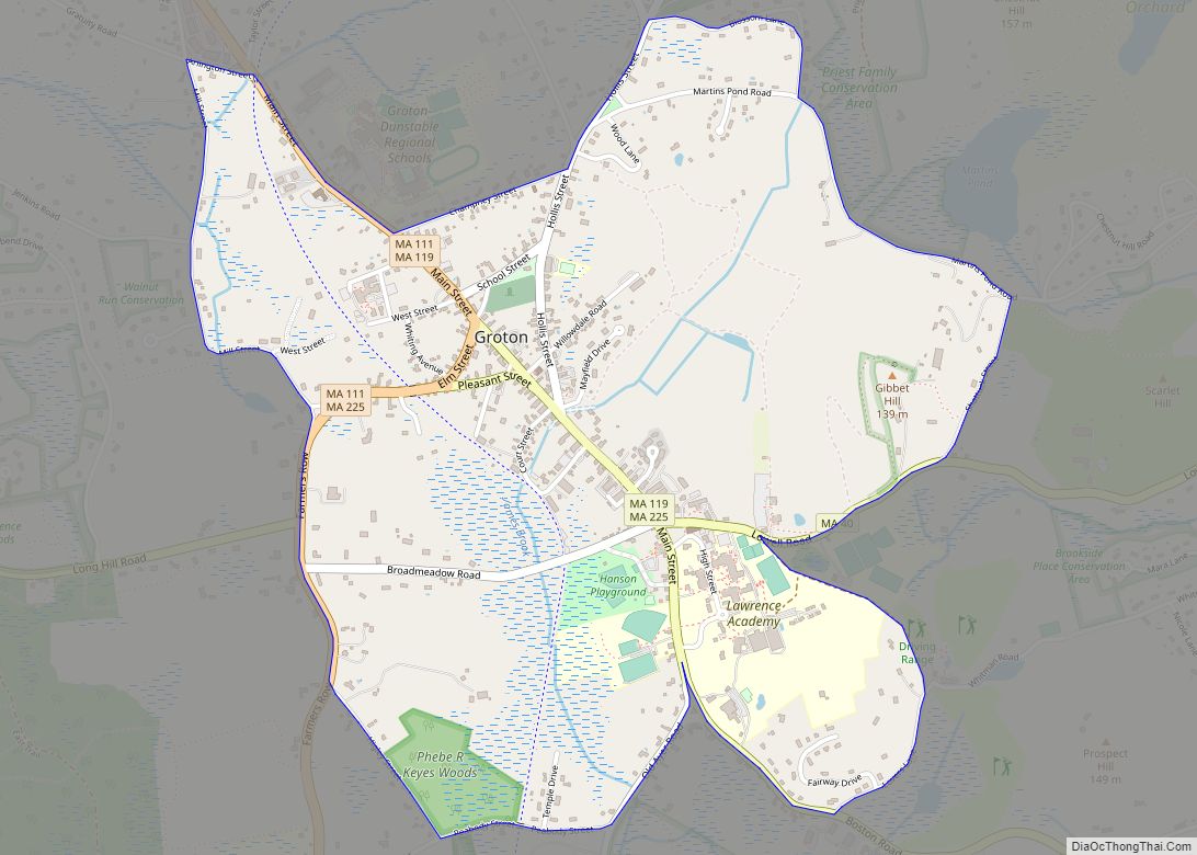 Map of Groton CDP, Massachusetts