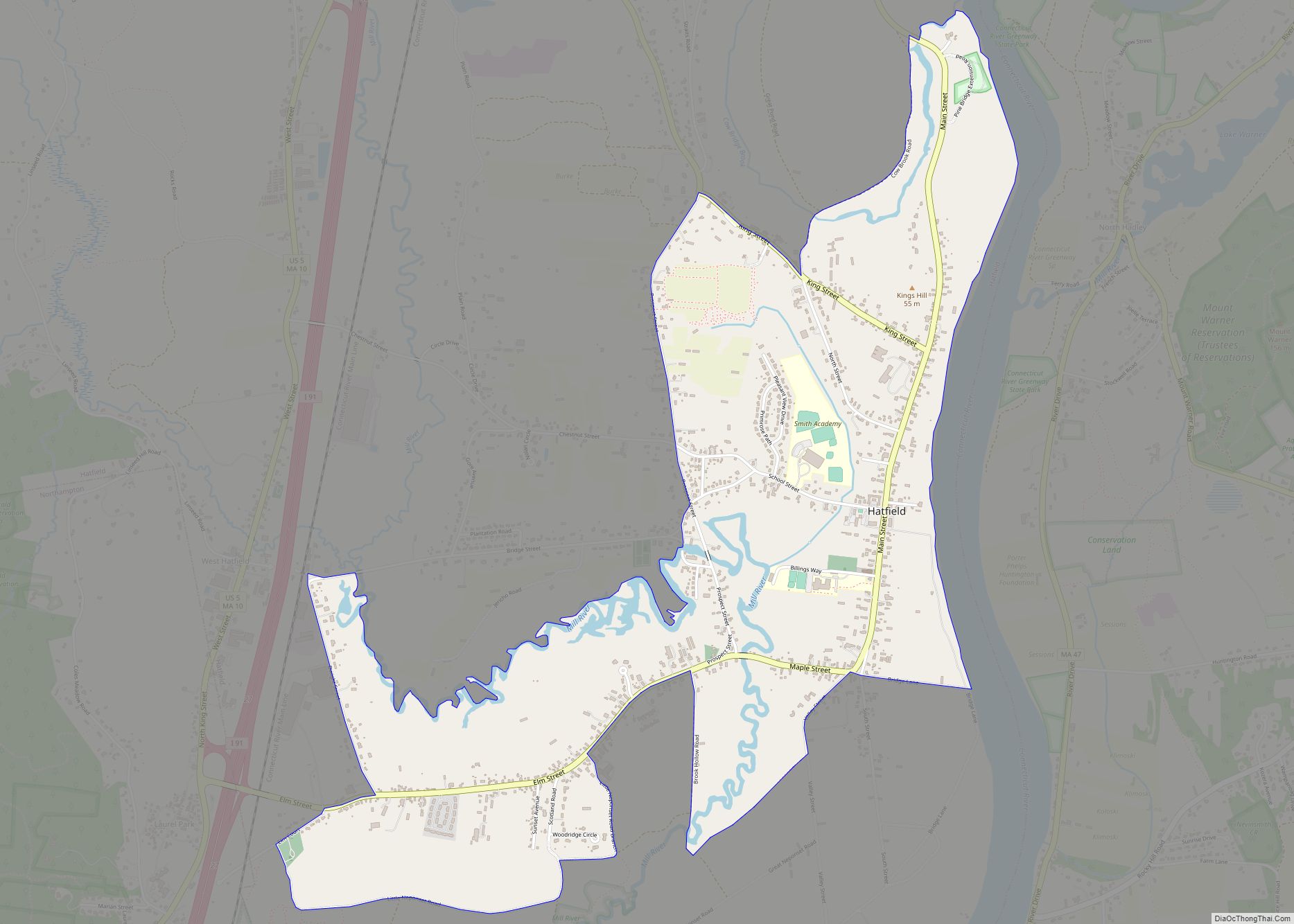 Map of Hatfield CDP, Massachusetts