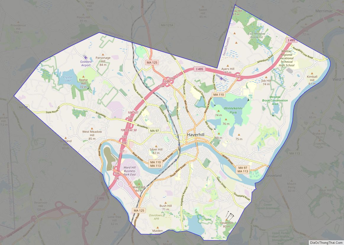 Map of Haverhill city, Massachusetts