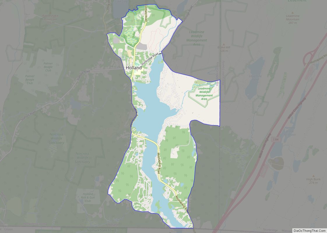 Map of Holland CDP, Massachusetts