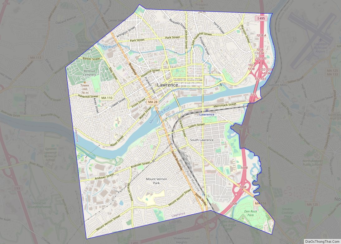 Map of Lawrence city, Massachusetts