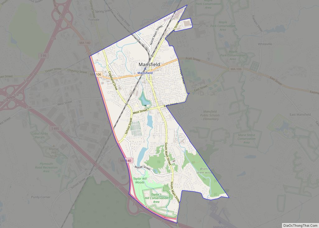 Map of Mansfield Center CDP, Massachusetts