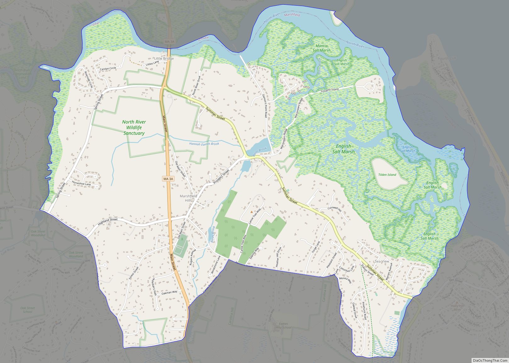Map of Marshfield Hills CDP