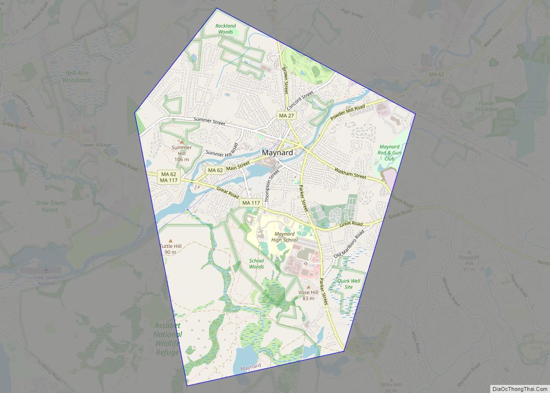 Map of Maynard CDP, Massachusetts