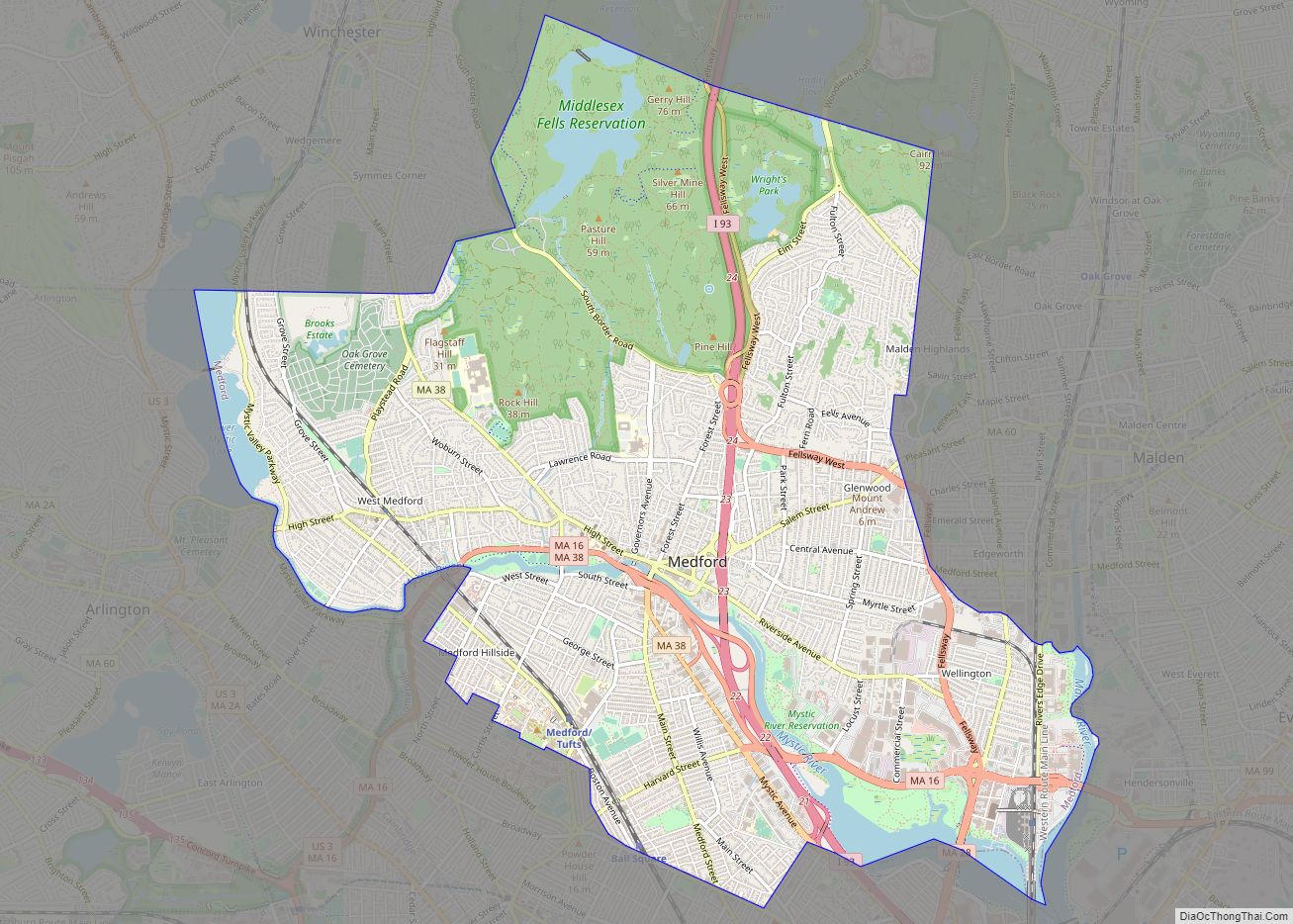 Map of Medford city