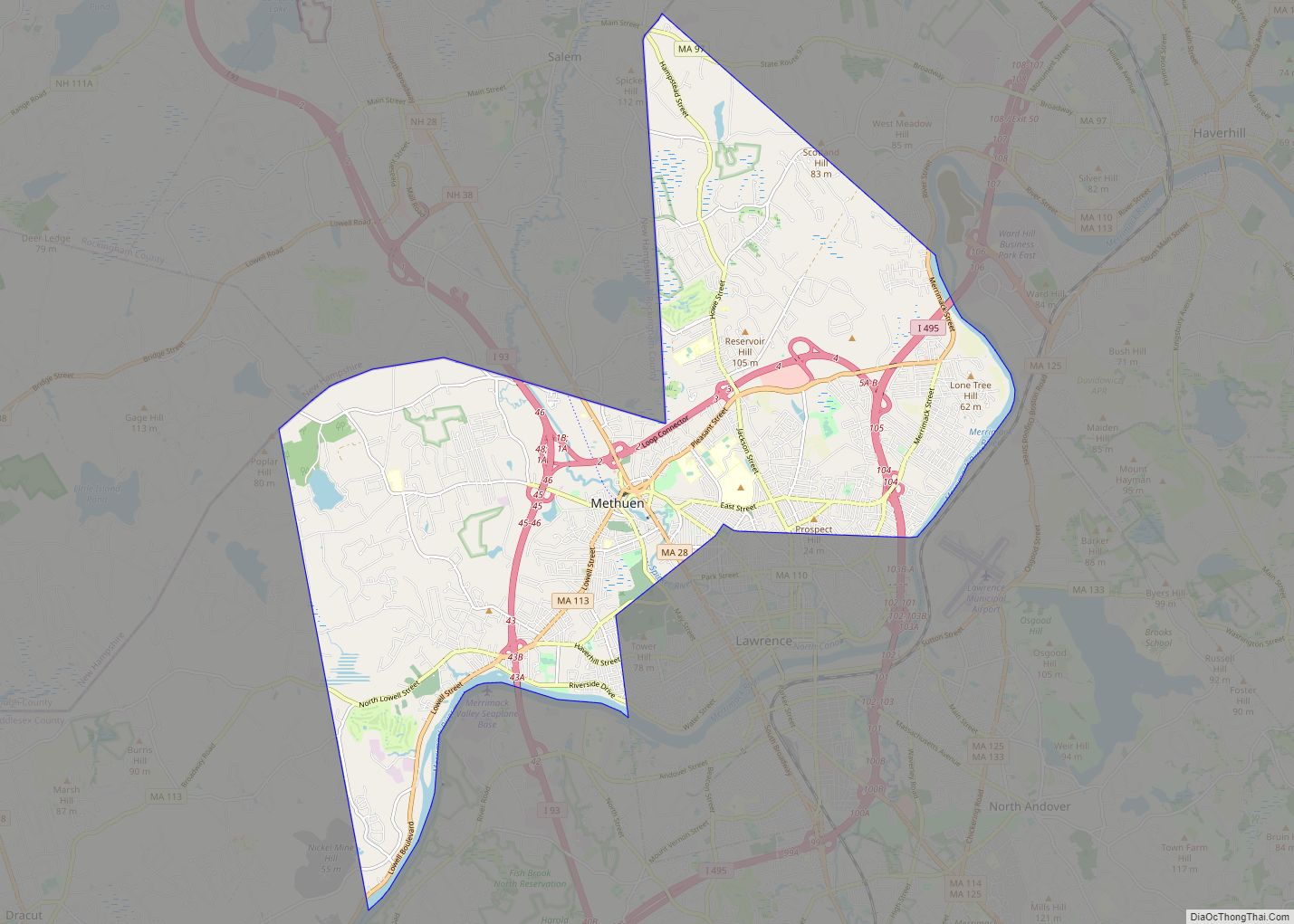 Map of Methuen Town city