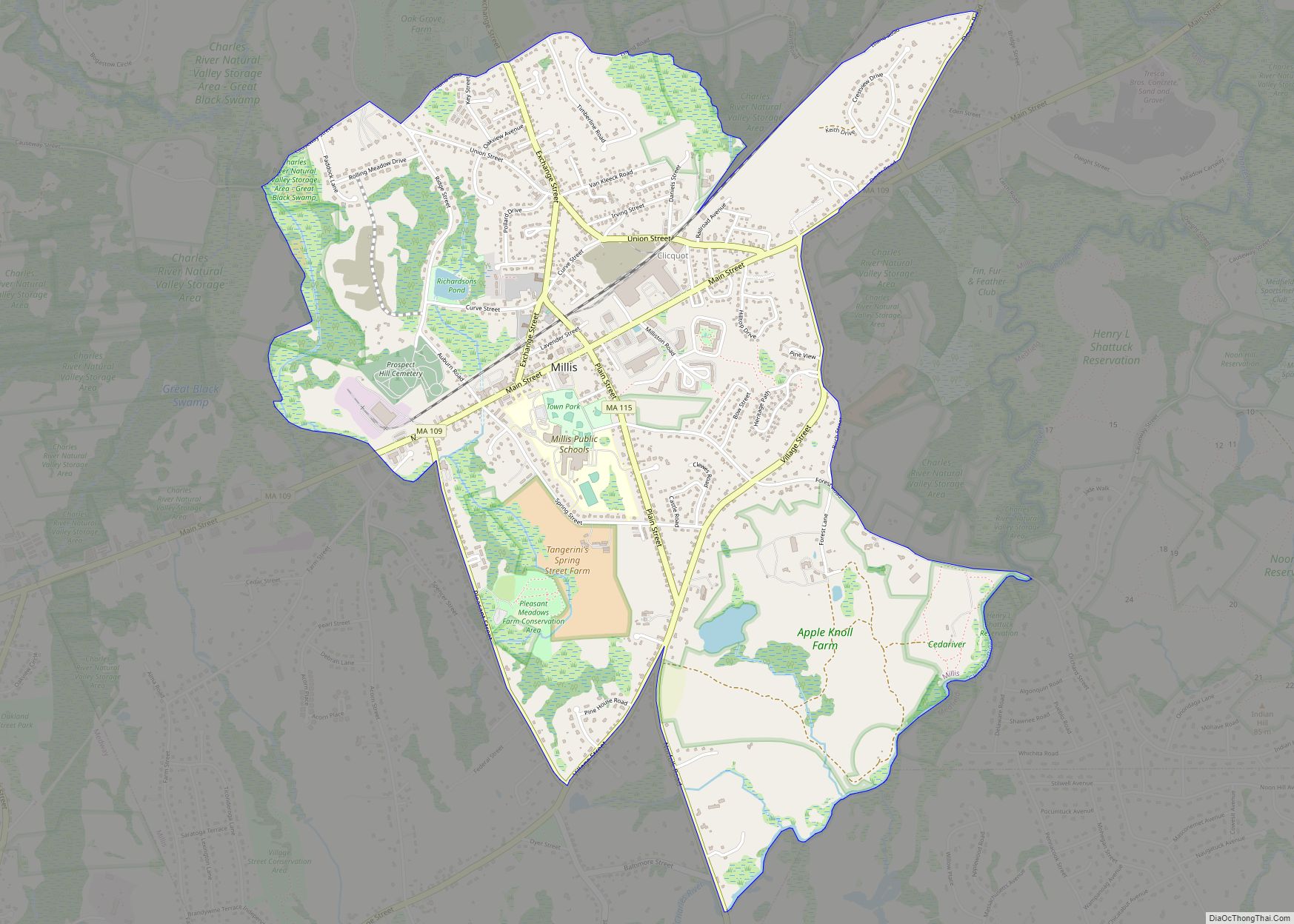 Map of Millis-Clicquot CDP