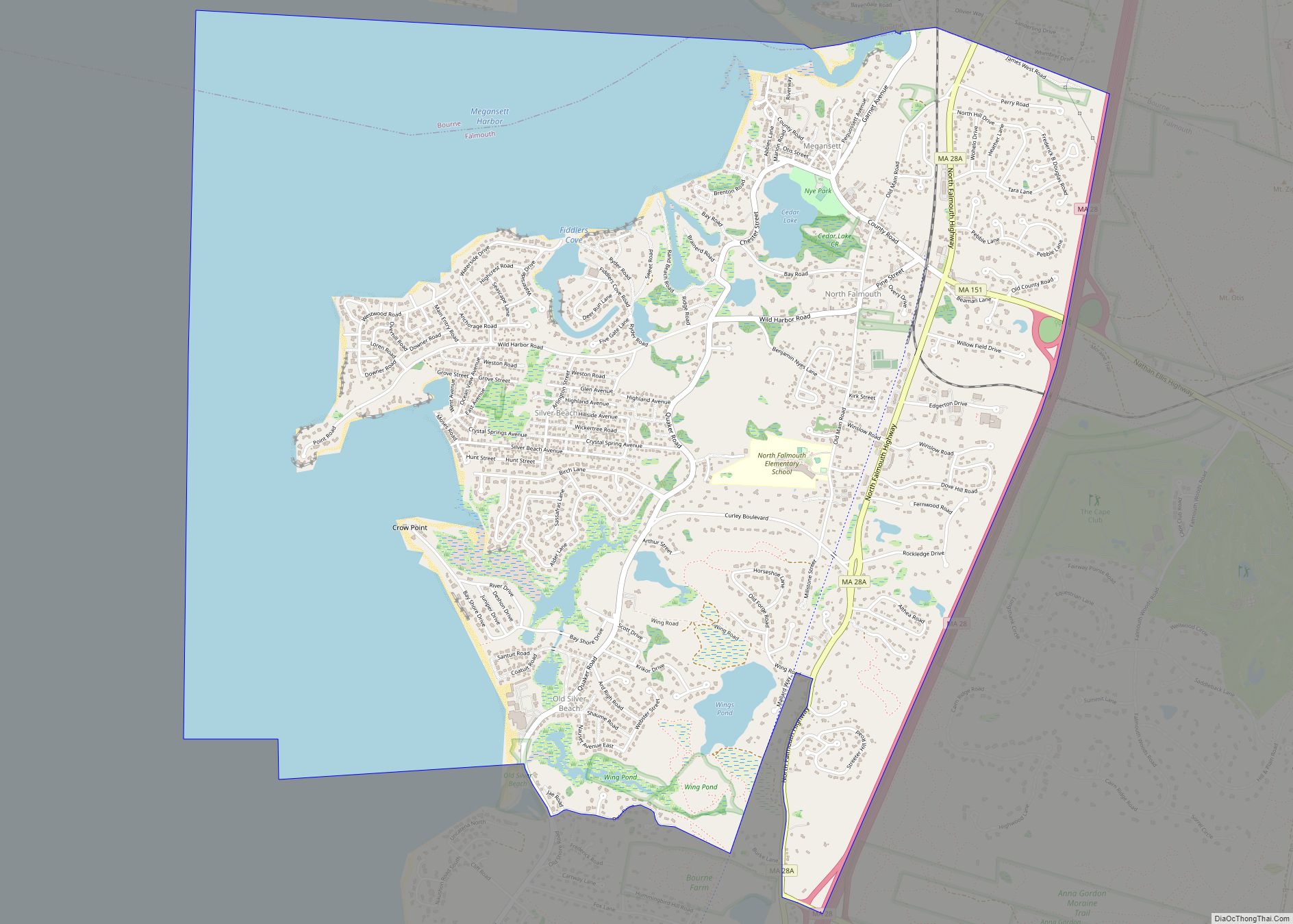 Map of North Falmouth CDP