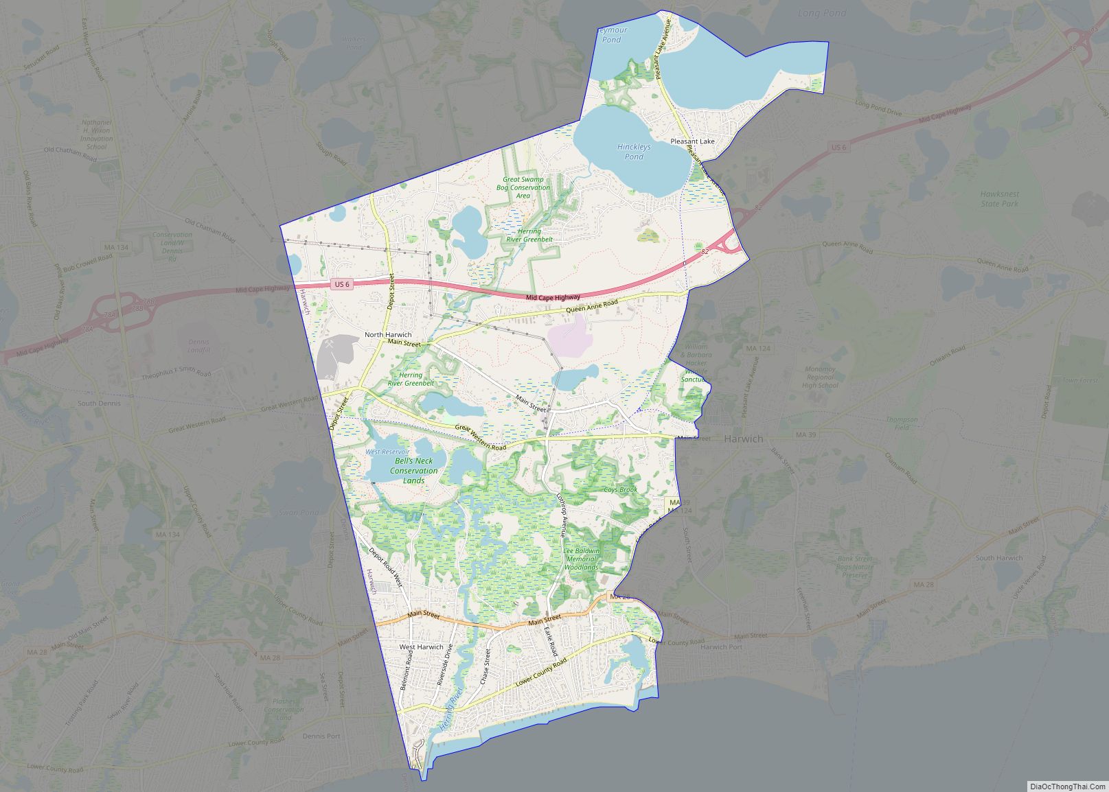 Map of Northwest Harwich CDP