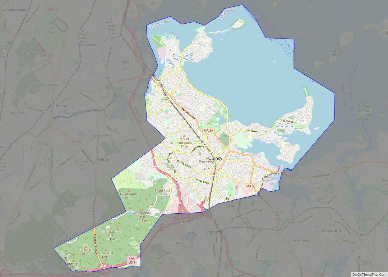 Map of Quincy city, Massachusetts