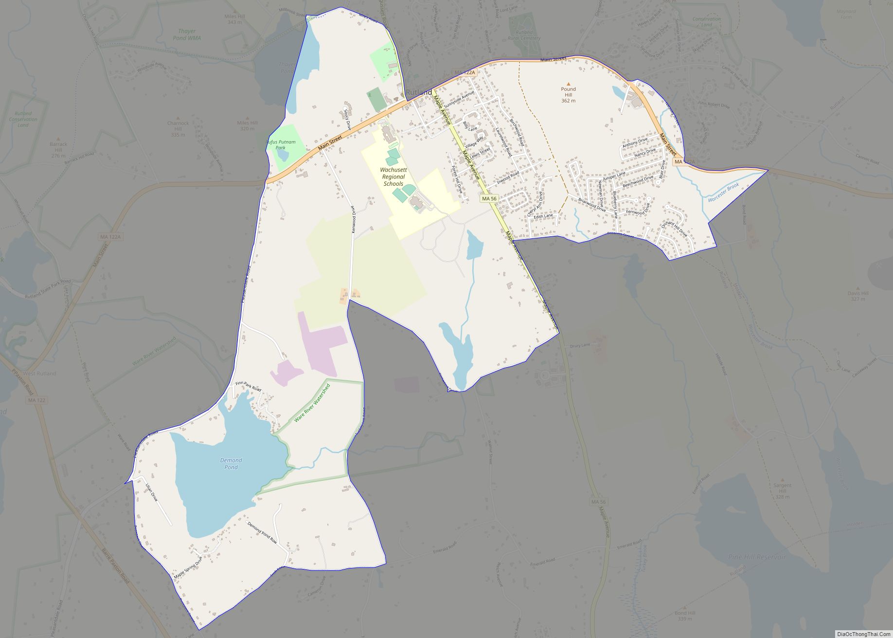 Map of Rutland CDP, Massachusetts
