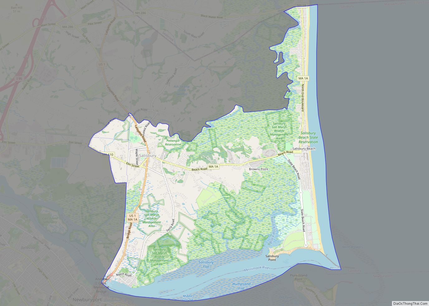 Map of Salisbury CDP, Massachusetts