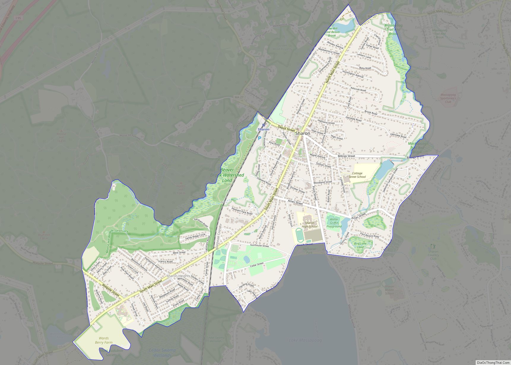 Map of Sharon CDP, Massachusetts