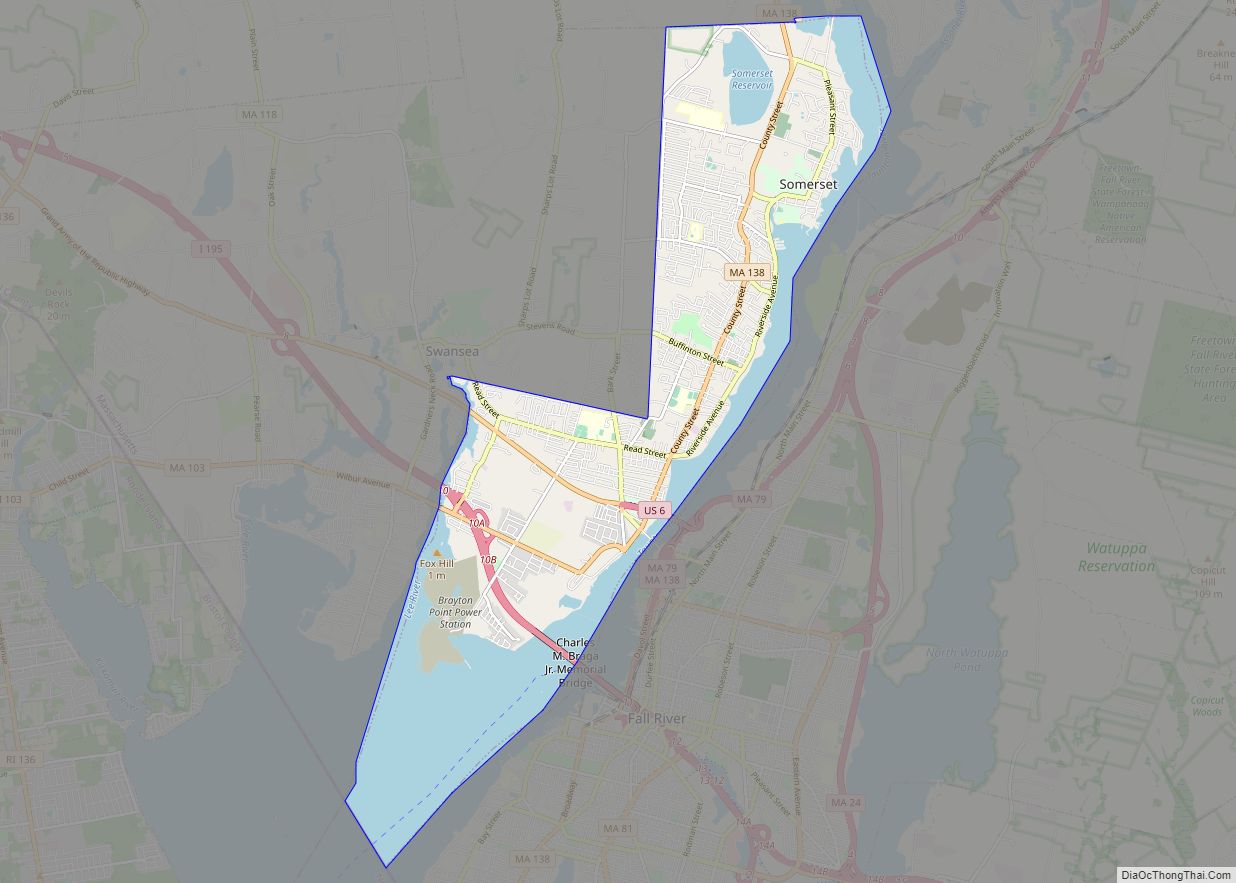 Map of Somerset CDP, Massachusetts