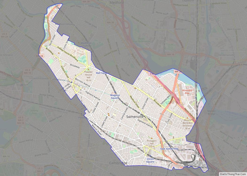 Map of Somerville city, Massachusetts