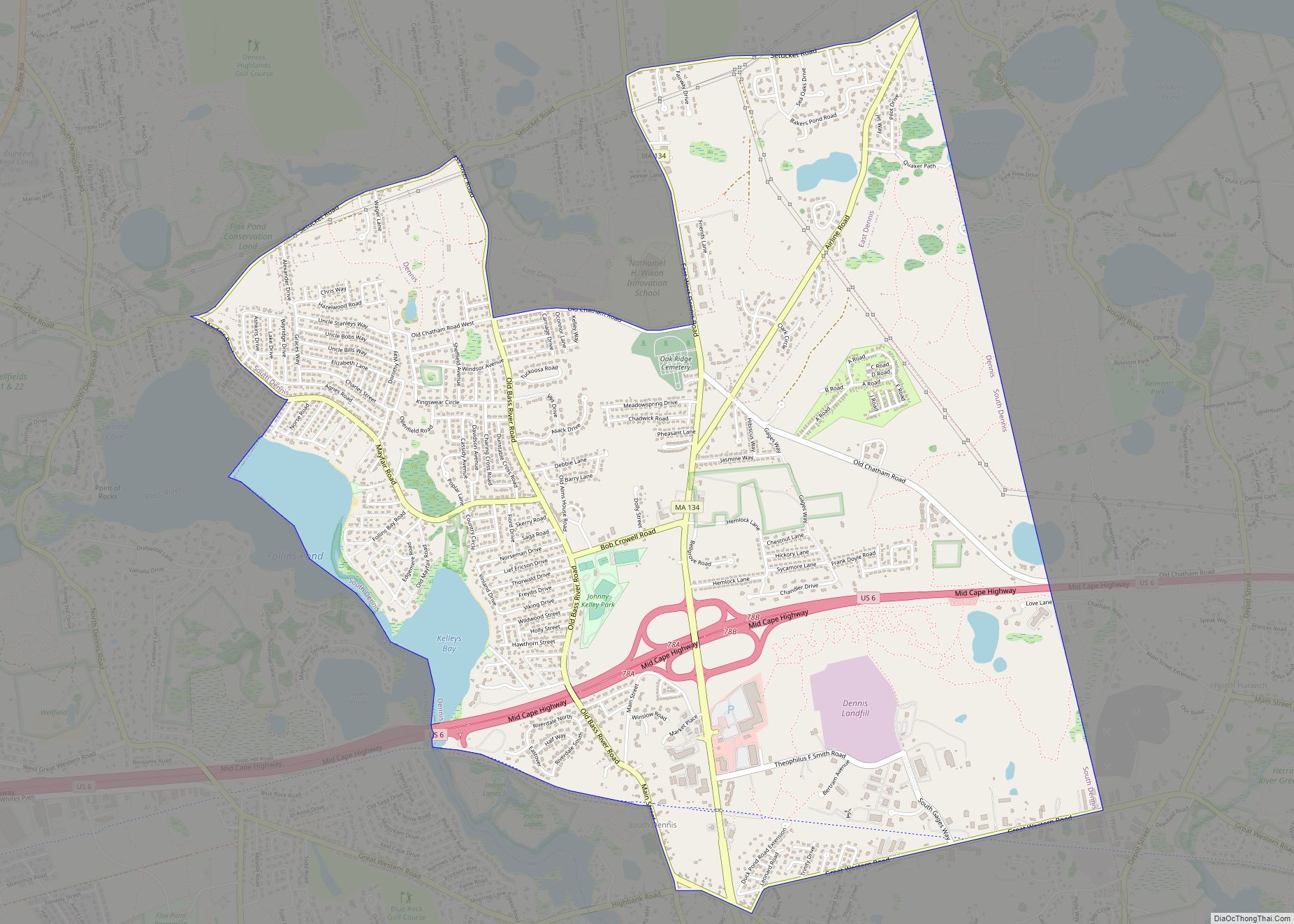 Map of South Dennis CDP