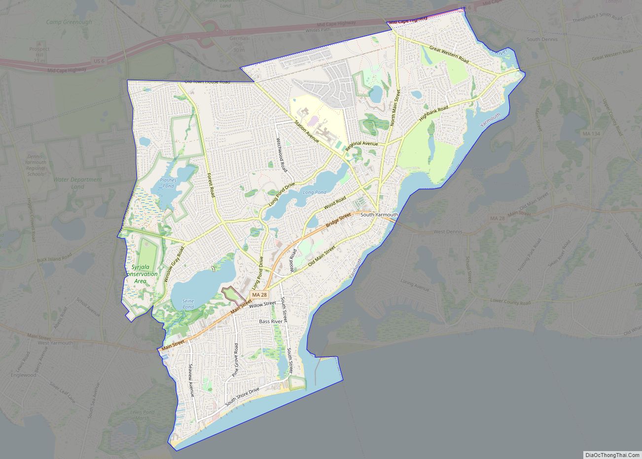 Map of South Yarmouth CDP
