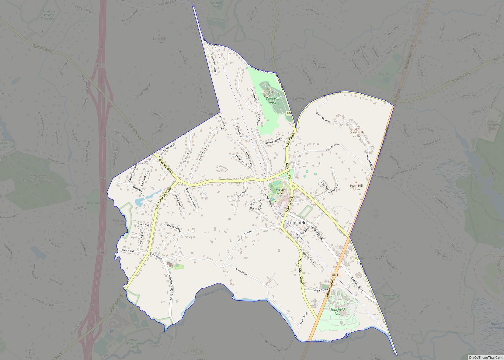 Map of Topsfield CDP