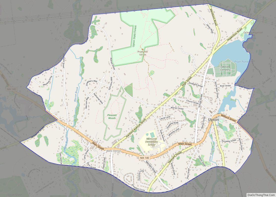 Map of Upton CDP, Massachusetts