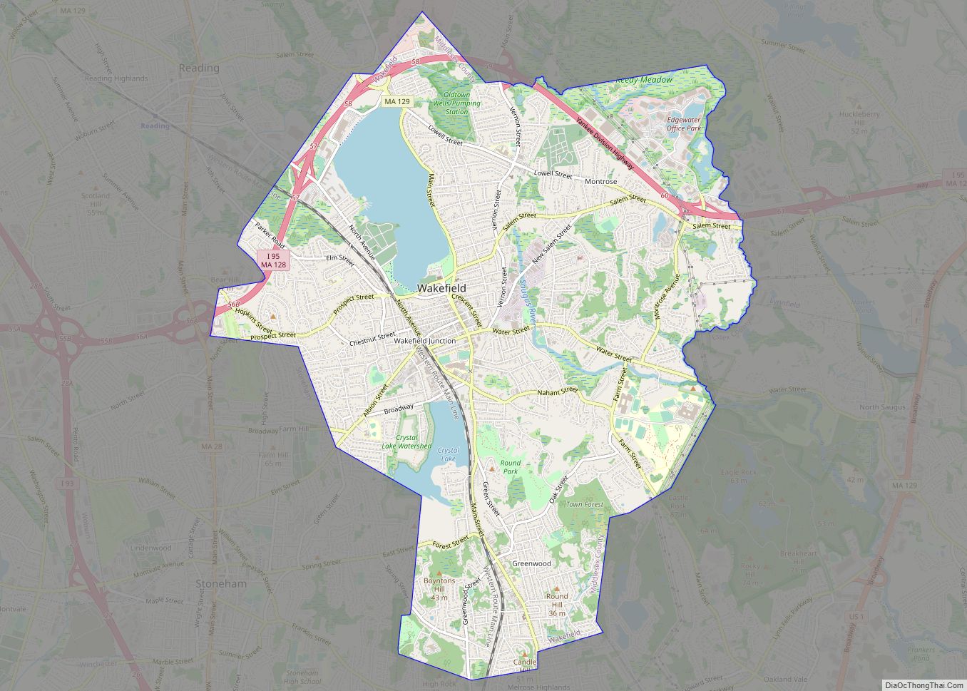 Map of Wakefield CDP, Massachusetts