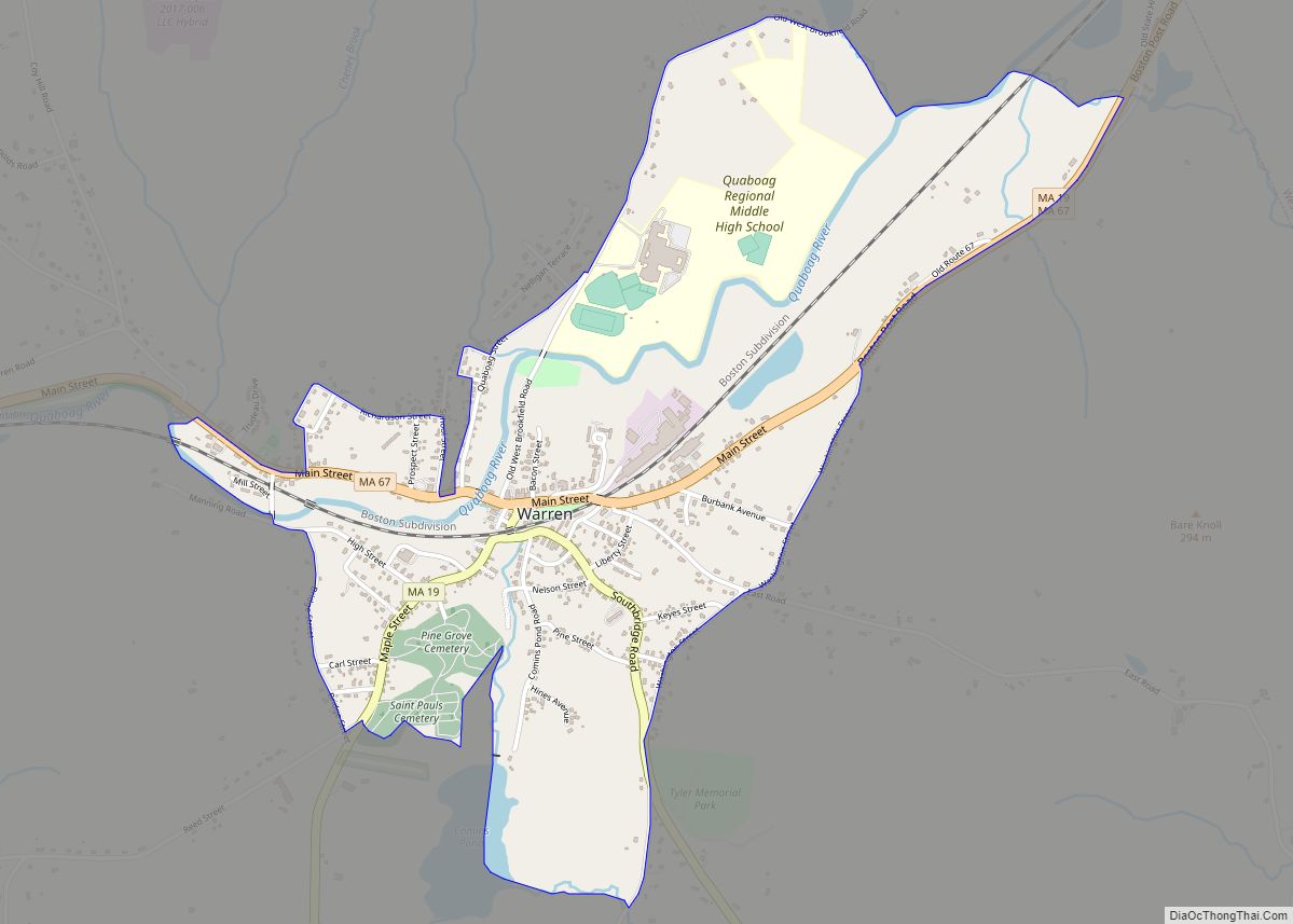 Map of Warren CDP, Massachusetts