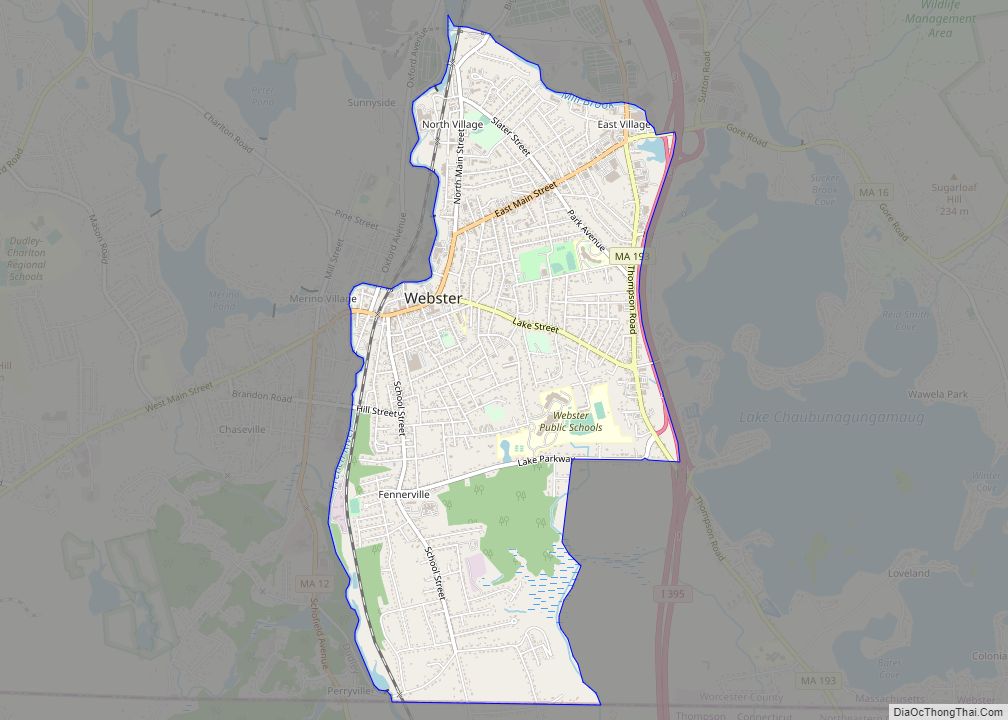 Map of Webster CDP, Massachusetts