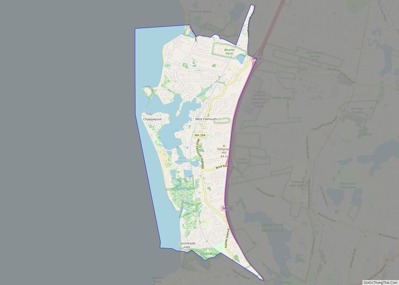 Map of West Falmouth CDP