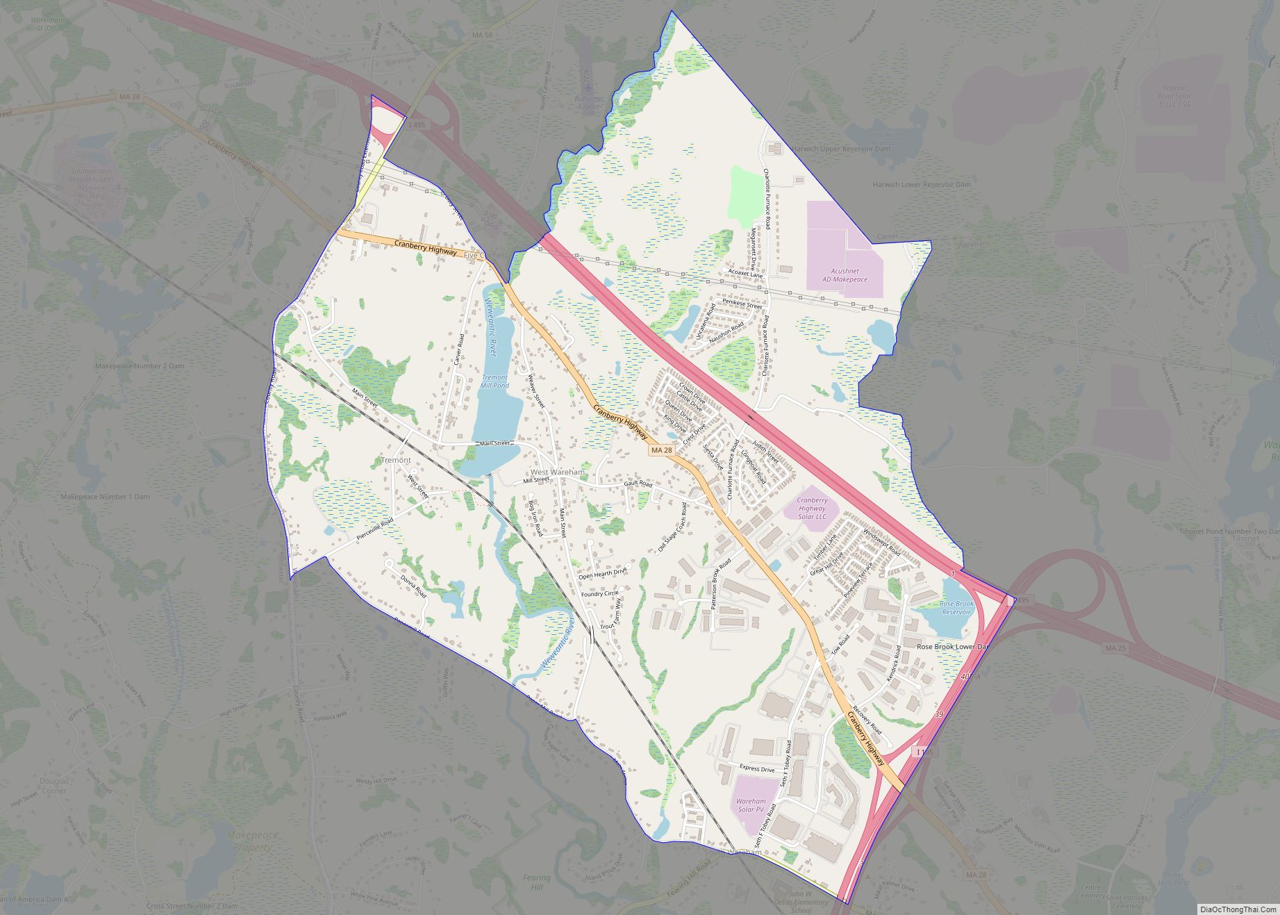 Map of West Wareham CDP