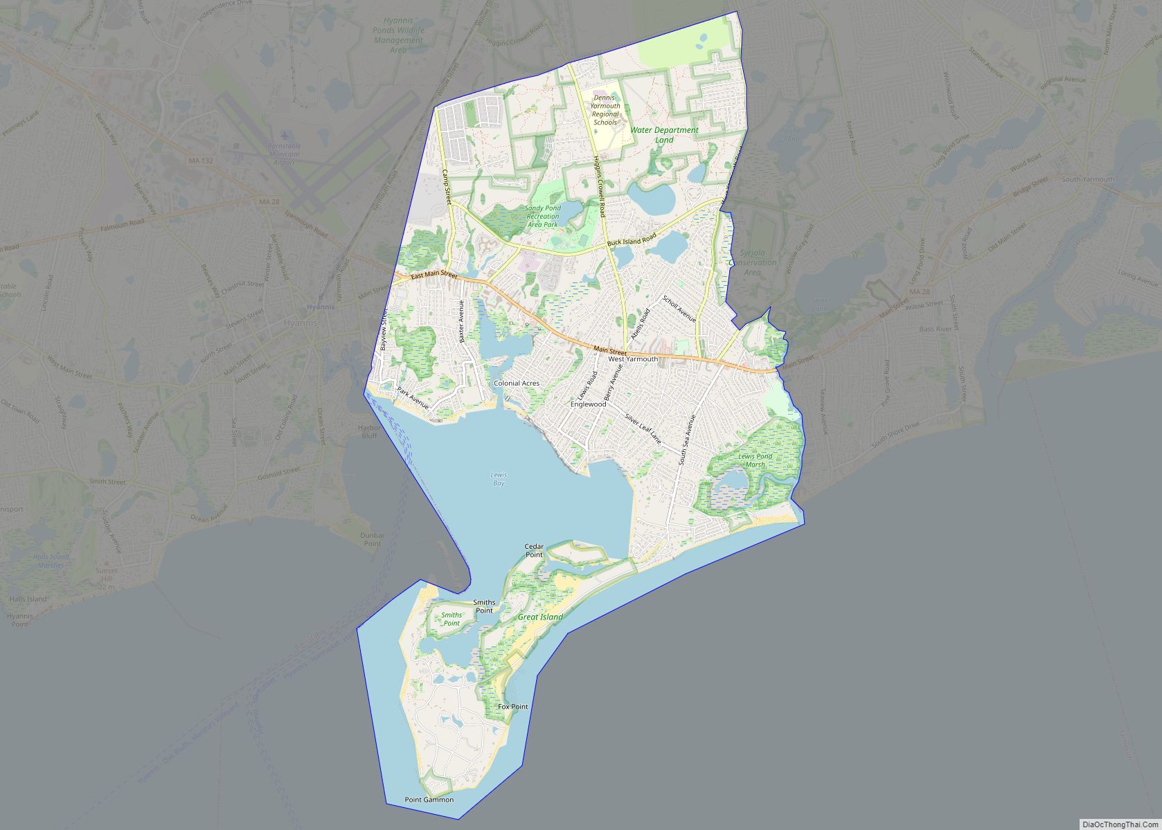 Map of West Yarmouth CDP